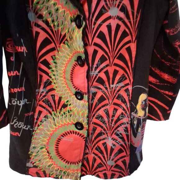 Adore coat jacket womens XL faux leather shearling black art to wear artsy - Picture 3 of 7